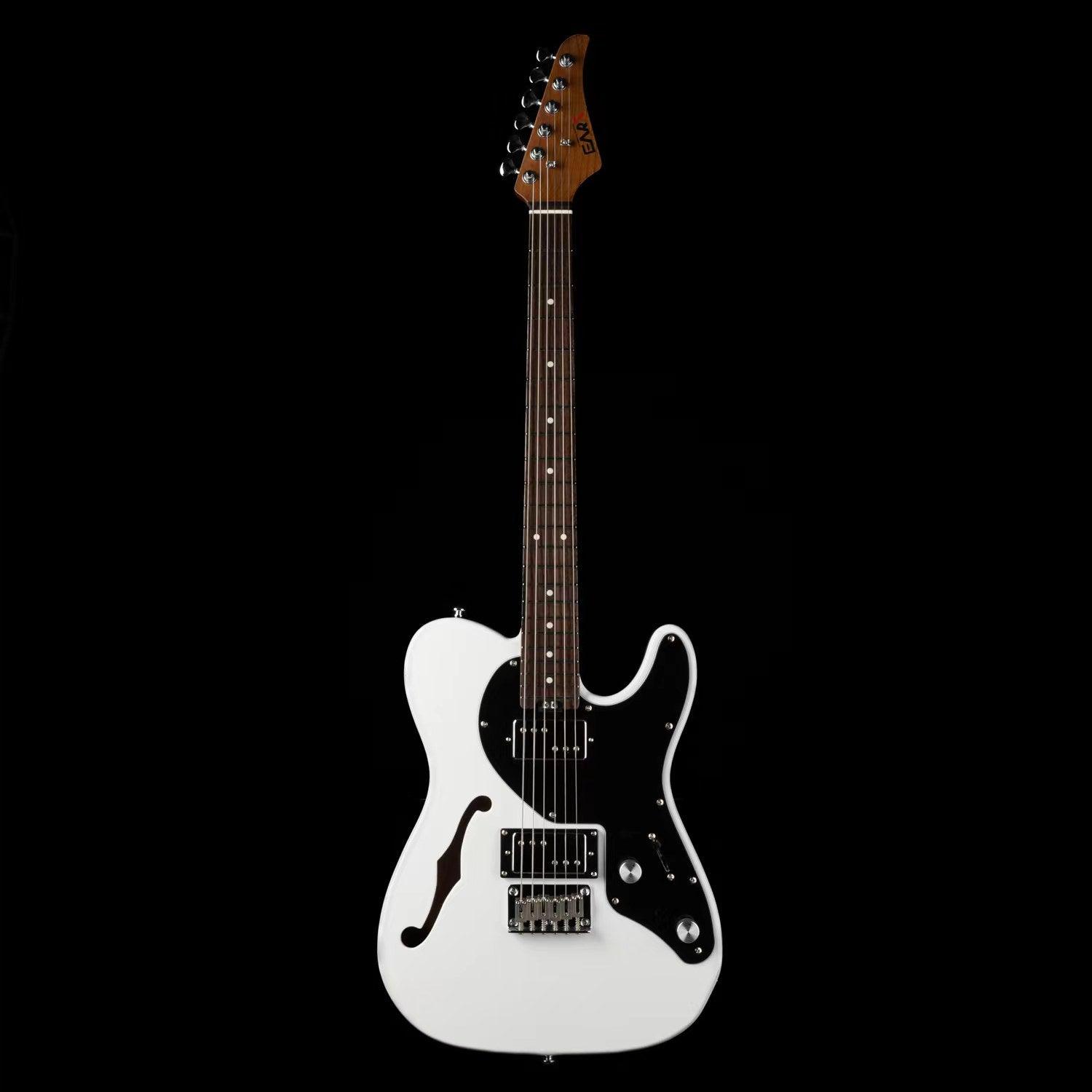 Eart Guitars, E-TT2, Semi Hollow Body Electric Guitars Humbucker Pickups Fixed Bridge LP3, White - EART-GUITAR