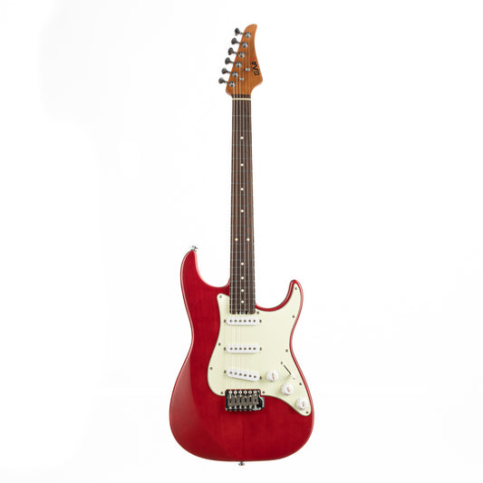 Eart Guitars, YMX-SG3, 6-Point Synchronized Tremolo SSS Vintage Style Electric Guitar, Red