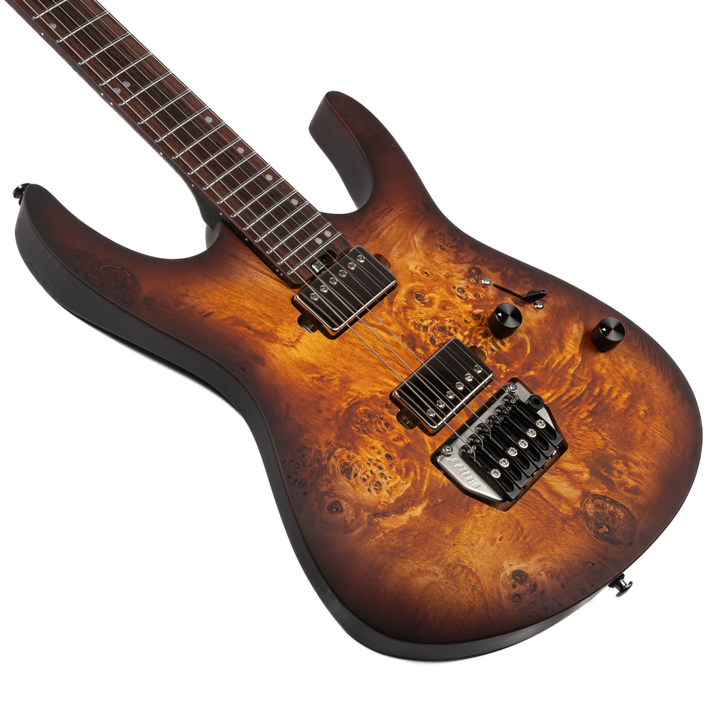 Eart Guitars, EX-H6-ULTRA 6 Strings Tremolo Electric Guitar, Roasted Bookmatch Mahogany+Poplar Burl Body, Honey Burst