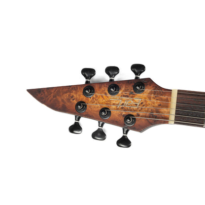 Eart Guitars, EX-H6-ULTRA 6 Strings Tremolo Electric Guitar, Roasted Bookmatch Mahogany+Poplar Burl Body, Honey Burst