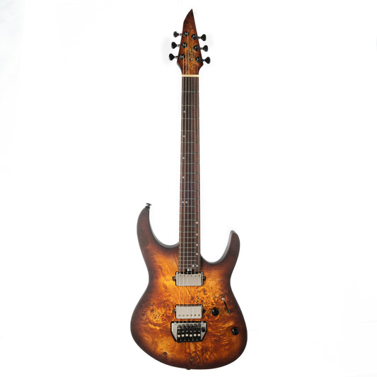 Eart Guitars, EX-H6-ULTRA 6 Strings Tremolo Electric Guitar, Roasted Bookmatch Mahogany+Poplar Burl Body, Honey Burst