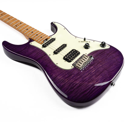 Eart Guitars, NK-C3N, Roasted Bookmatch Mahogany+Flame Maple Body Modern Electric Guitar, Purple