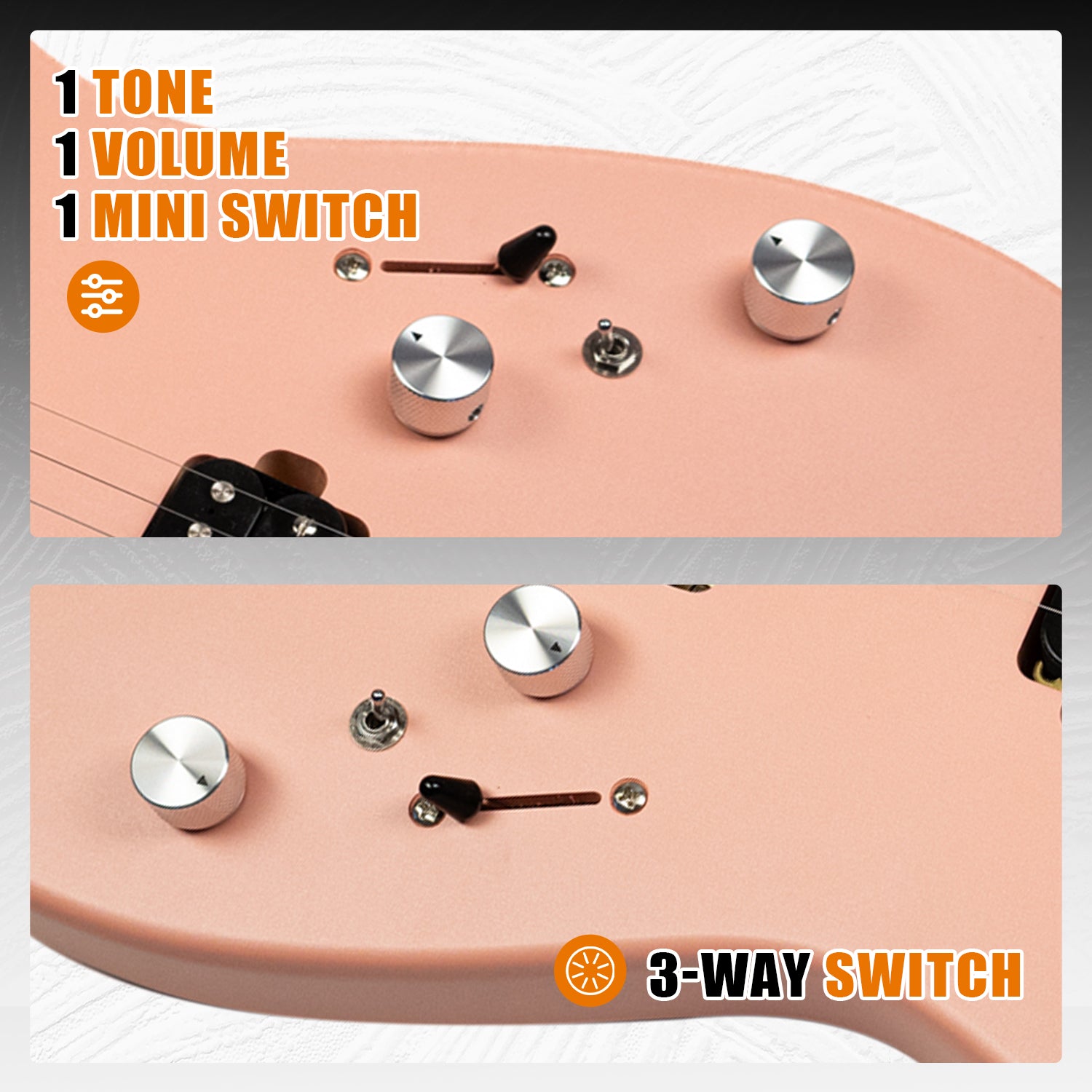omni24-1_tone_1_volume_1_mini_switch EART Guitars, EYP-Omni24, 6 String Metal Solid Body, The First Electric Guitar for Beginners