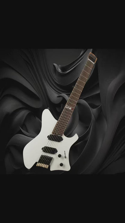 EART Guitars, GW-7F, 7 String Headless Standard GW Body Shape Guitar, Right  Electric Guitar, Black