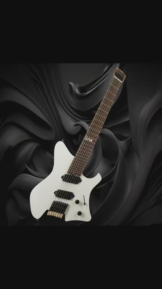 EART Guitars, GW-7F, 7 String Headless Shape Guitar, Right  Electric Guitar, White