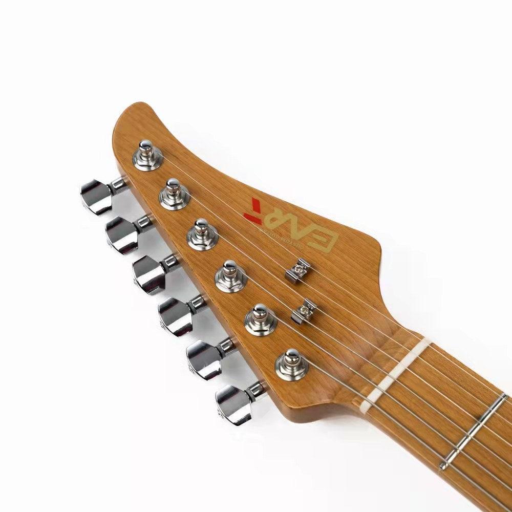 EART_dmx_10_headstock_front Eart Guitars, DMX-10, Roasted Maple Neck Stainless Steel Fret Floating Tremolo Ten Tones Electric Guitars