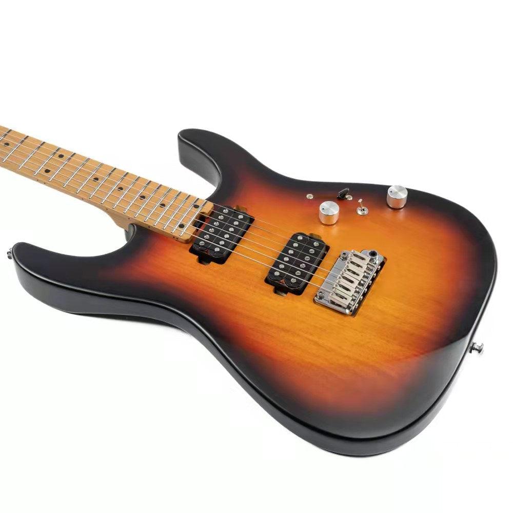 EART_dmx_10_honey_burst_color_body_front_closeup Eart Guitars, DMX-10, Roasted Maple Neck Stainless Steel Fret Floating Tremolo Ten Tones Electric Guitars